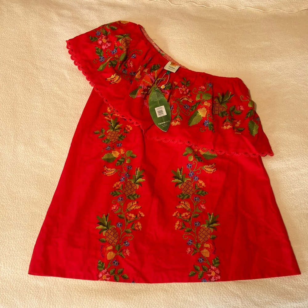 FARM Rio Red Tropical Romance Mini Dress large